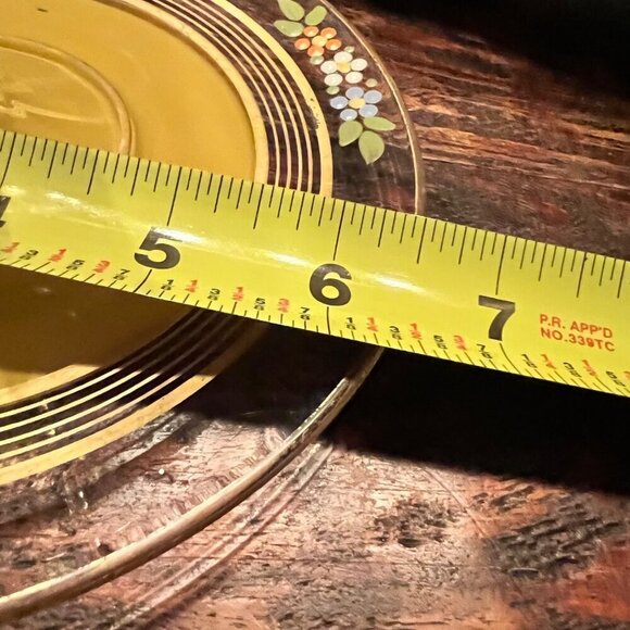 Vintage Westmoreland Yellow Glass Serving Tray Floral Design & Handle - Picture 9 of 9